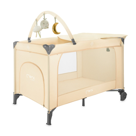 Patut pliabil cu doua nivele si masuta de infasat, 60x120 cm, Momi, Belove Plus -Beige [1]