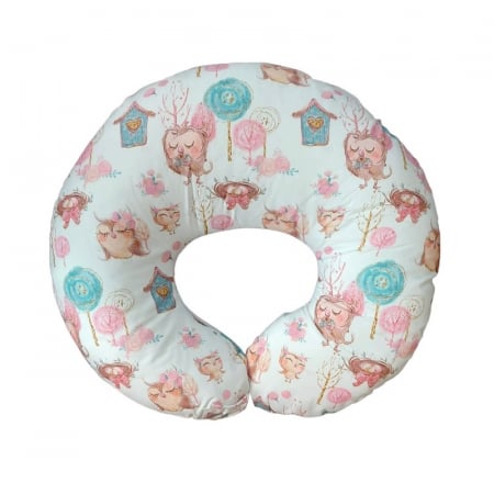 Camera copilului - Perna pentru alaptare, 100% Bumbac, 60X60 cm, Eko - Pink Owls