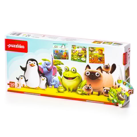 Puzzle-uri educative - Puzzle pentru copii 3in1, 3 Ani+, Puzzlika - Animalutele preferate