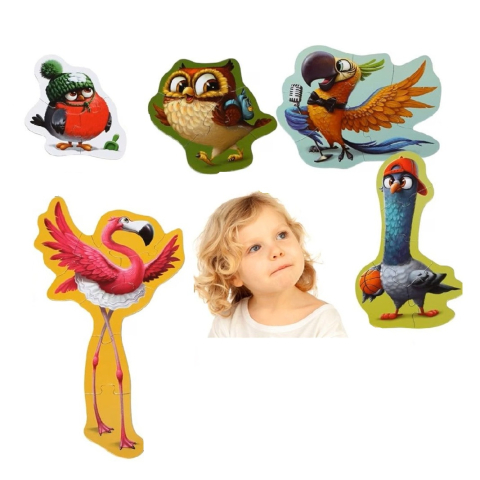 Puzzle pentru copii 5in1, 2 ani+, Puzzlika - Birds [2]