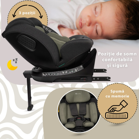 Scaun auto Appekids, I-SIZE, 40-150 cm, Rear Facing 360°, Pro Confort - Green [2]