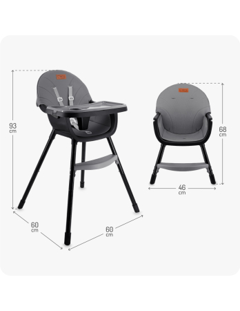 Scaun de masa copii Momi Reki, Piele ecologica, Black [6]