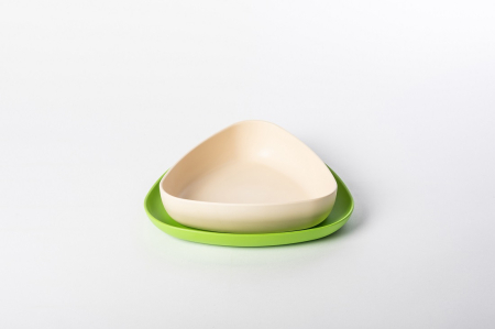 Set 2 farfurii, eKoala, BIOplastic, White/Green [3]