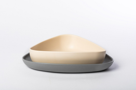 Set 2 farfurii, eKoala, BIOplastic, White/Grey [5]