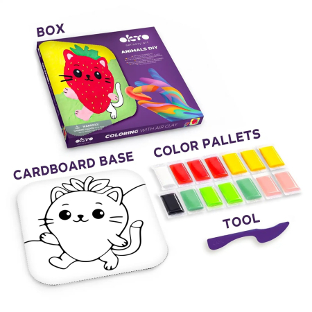 Set creativ de modelaj 3D OKTO Pisoi, Air Clay, 24 × 24 cm, 5 ani+ [1]