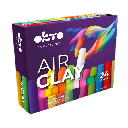 Noutăți - Set de modelaj OKTO Air Clay, 24 culori, 144 g, 3 ani+