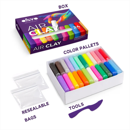 Set de modelaj OKTO Air Clay, 24 culori, 144 g, 3 ani+ [1]