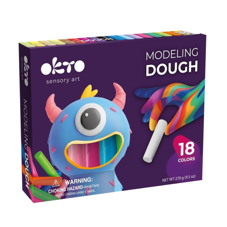 Noutăți - Set de plastilină pentru modelaj OKTO, 18 culori, 270 g, 3 ani+