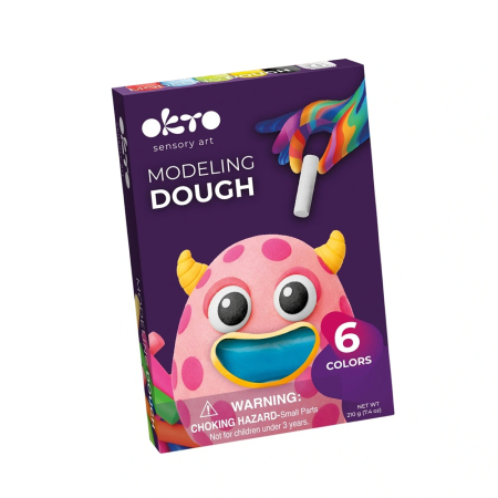 Noutăți - Set de plastilină pentru modelaj OKTO, 6 culori, 210 g, 3 ani+
