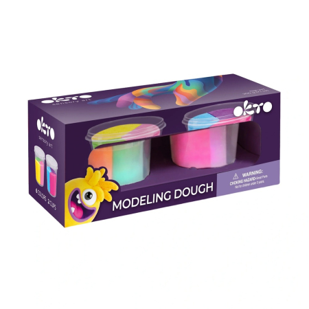 Noutăți - Set de plastilină pentru modelaj OKTO, 6 culori în 2 recipiente, 200 g, 3 ani+