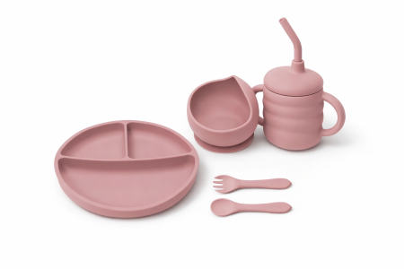 Noutăți - Set Diversificare 5 Piese, AppeKids, 100% Silicon, „Primele Gusturi”- Old Rose