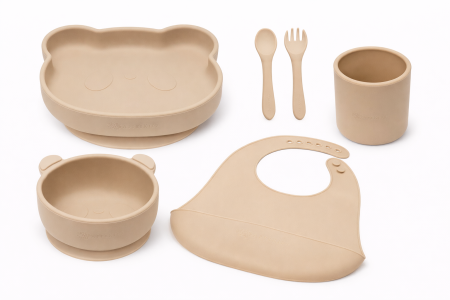 Noutăți - Set Diversificare 6 Piese, AppeKids, 100% Silicon, „Explorator de Arome” - Bubble Beige