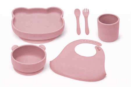 Noutăți - Set Diversificare 6 Piese, AppeKids, 100% Silicon, „Explorator de Arome” - Old Rose