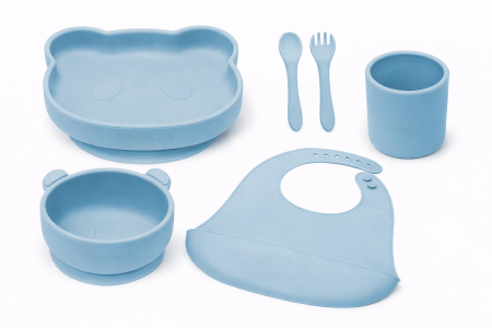Noutăți - Set Diversificare 6 Piese, AppeKids, 100% Silicon, „Explorator de Arome” - Aqua Blue