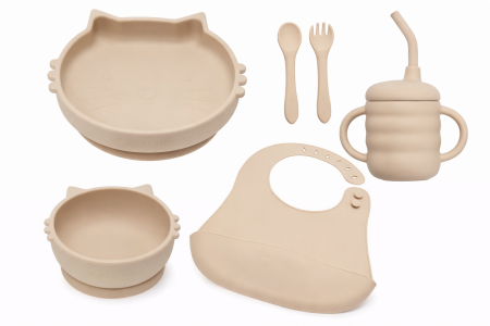 Noutăți - Set Diversificare 6 Piese, AppeKids, 100% Silicon, „Mănânc Singurel” - Bubble Beige