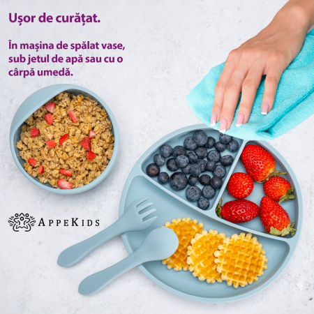 Set Diversificare, AppeKids, 100% Silicon, Basic - Aqua Blue [3]