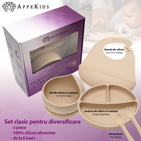 Set Diversificare, AppeKids, 100% Silicon, Classic - Bubble Beige [1]