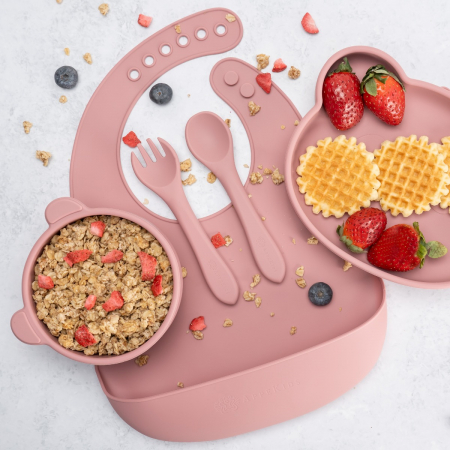 Set Diversificare, AppeKids, 100% Silicon, Panda - Old Rose [2]