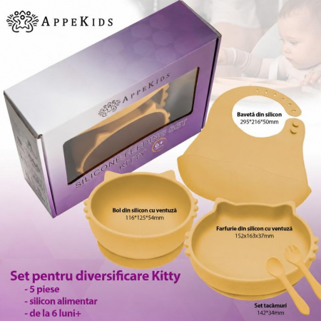 Set pentru diversificare AppeKids Kitty, 5 piese, silicon alimentar, 6 luni+ [4]