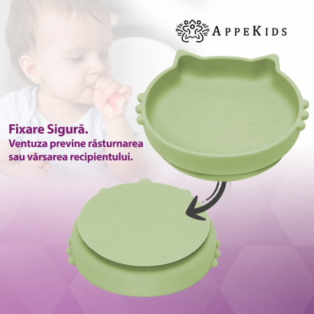 Set pentru diversificare AppeKids Kitty, 5 piese, silicon alimentar, 6 luni+ [5]