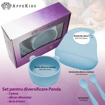 Set pentru diversificare AppeKids Panda, 5 piese, silicon alimentar, 6 luni+ [4]
