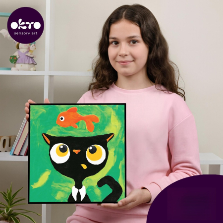 Set pictura cu argila usoara, 29*29 cm - Black Cat [4]
