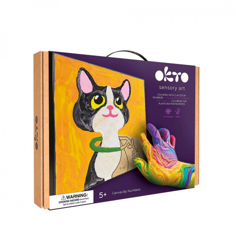 Jucarii - Set pictura cu argila usoara, 29*29 cm - Cat