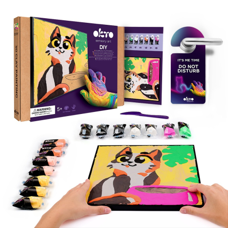 Set pictura cu argila usoara, 29*29 cm - Funny Cat [1]