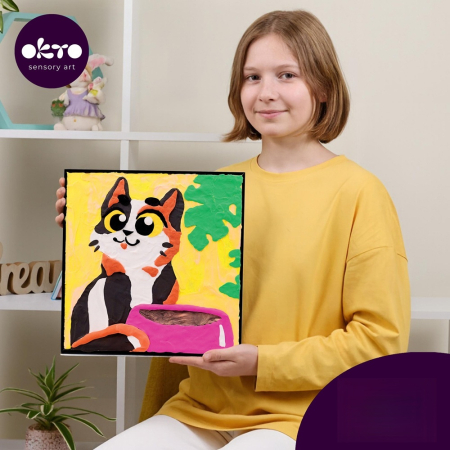 Set pictura cu argila usoara, 29*29 cm - Funny Cat [2]