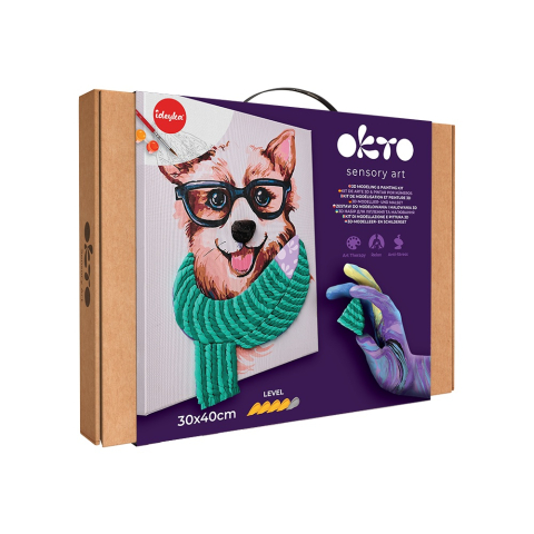 Jucarii - Set pictura si modelare 3D cu argila usoara, 30*40 cm - Fashion Corgi