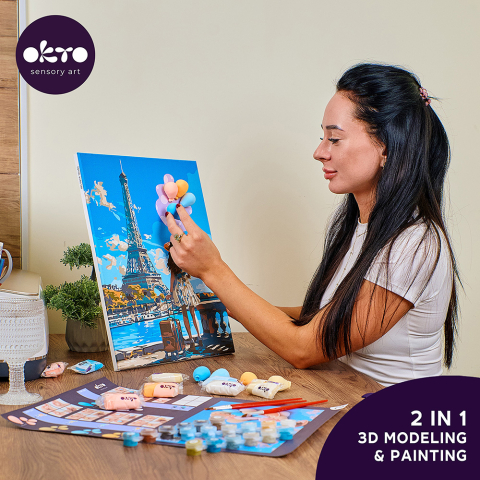 Set pictura si modelare 3D cu argila usoara, 30*40 cm - Greetings from Paris [5]