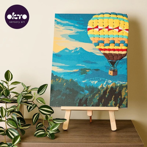 Set pictura si modelare 3D cu argila usoara, 30*40 cm - Hot Air Balloon flight [1]