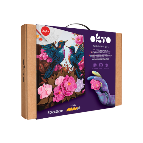 Jucarii - Set pictura si modelare 3D cu argila usoara, 30*40 cm - Hummingbirds in love