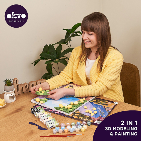 Set pictura si modelare 3D cu argila usoara, 30*40 cm - Lemon weekend [5]