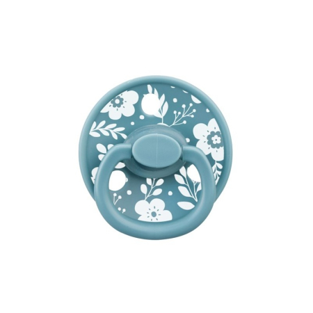 Noutăți - Suzeta din silicon cu cutie de depozitare, 0-6 Luni, Mombella Ciupercuta Fancy - Nile Blue