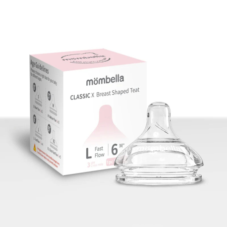 Biberoane - Tetină Biberon Classic Anti-colici Mombella, Flux Rapid (L), 6 Luni +
