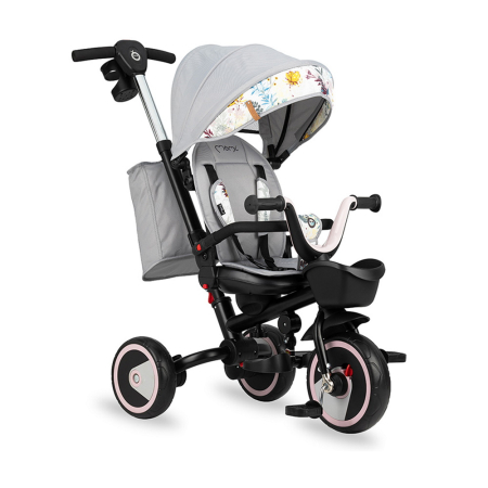 Jucarii - Tricicleta 5 in 1, MoMi INVIDIA Love, Scaun rotativ 360Ã‚Â°, Spatar reglabil, Maner telescopic, Centura in 5 puncte, Pliabila, Suport pahare, Tapiterie usor de curatat