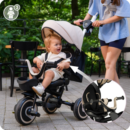 Tricicleta Multifunctionala 3 in 1 cu scaun reversibil, Momi ivi - Beige [9]
