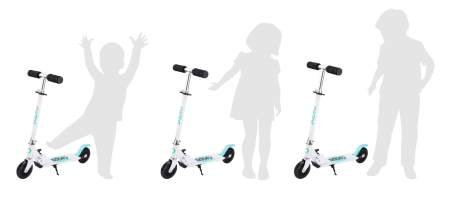 Trotineta copii, QKIDS, FLO Blue, Rulmenti ABEC-9, Roti poliuretan 85A, Ghidon T-shape, Platforma anti-derapanta, Defender brake, Aluminiu [5]