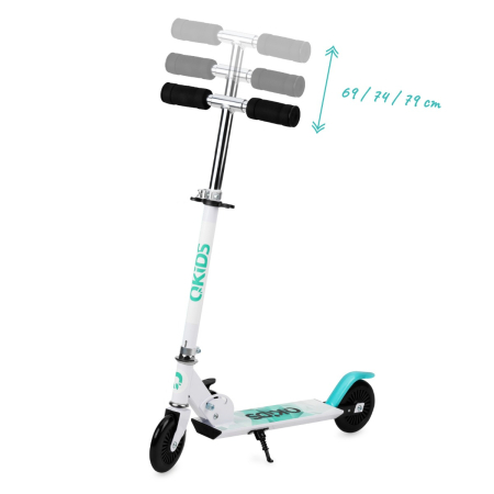 Trotineta copii, QKIDS, FLO Blue, Rulmenti ABEC-9, Roti poliuretan 85A, Ghidon T-shape, Platforma anti-derapanta, Defender brake, Aluminiu [4]