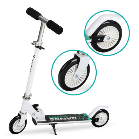 Trotineta copii, QKIDS, FLO Green, Rulmenti ABEC-9, Roti poliuretan 85A, Ghidon T-shape, Platforma anti-derapanta, Defender brake, Aluminiu [2]