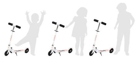 Trotineta copii, QKIDS, FLO Pink, Rulmenti ABEC-9, Roti poliuretan 85A, Ghidon T-shape, Platforma anti-derapanta, Defender brake, Aluminiu [5]