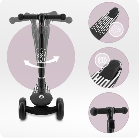 Trotineta pliabila cu roti LED pentru copii, 3 Ani+, MoMi San - Negru [4]