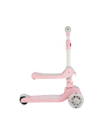 Trotineta transformabila cu sezut pliabil si lumini LED, Momi Debe - Pink [4]