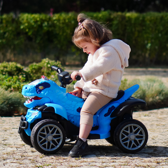 Atv Dinozaur electric pentru copii, Kinderplay T-REX 35W 6V, cu telecomanda inclusa, premium, albastru [3]