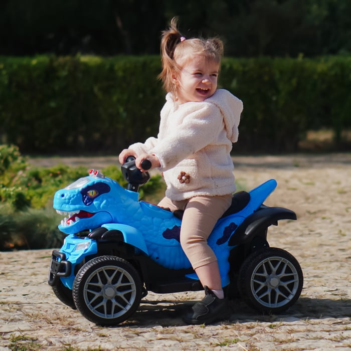 Atv Dinozaur electric pentru copii, Kinderplay T-REX 35W 6V, cu telecomanda inclusa, premium, albastru [2]