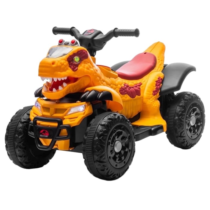 Atv Dinozaur electric pentru copii, Kinderplay T-REX 35W 6V, cu telecomanda inclusa, premium, galben
