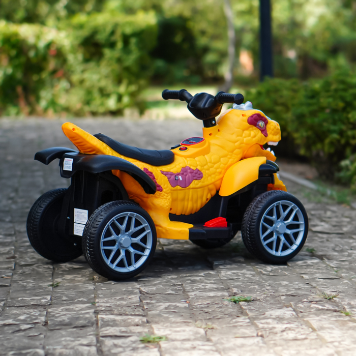 Atv Dinozaur electric pentru copii, Kinderplay T-REX 35W 6V, cu telecomanda inclusa, premium, galben [9]