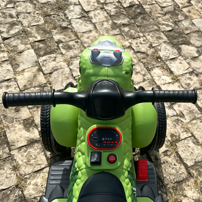 Atv Dinozaur electric pentru copii, Kinderplay T-REX 35W 6V, cu telecomanda inclusa, premium, verde [12]