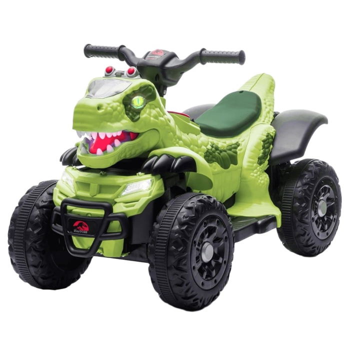 Atv Dinozaur electric pentru copii, Kinderplay T-REX 35W 6V, cu telecomanda inclusa, premium, verde